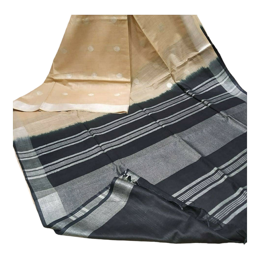 Handloom Cream & Black Saree